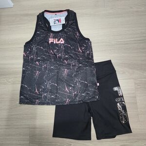 NWT Fila Black and Pink Athletic Set Size S